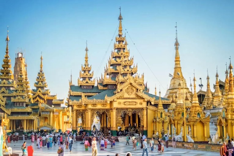 Outer shwedagon pagoda in yangon burma myanmar 9086