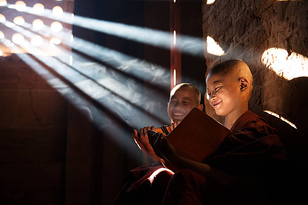 Pngtree young buddhist novice monks reading education southeast young photo image