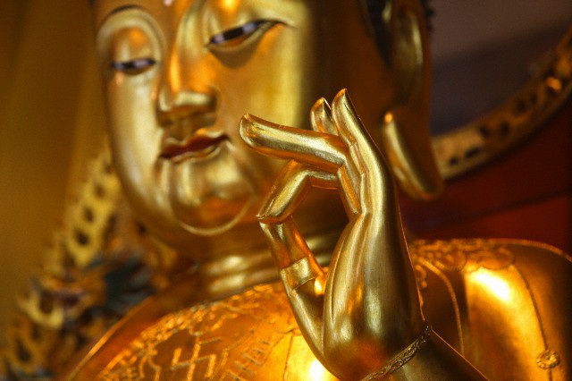 Po Lin Monastery. Medicine Buddha statue in main Hall.