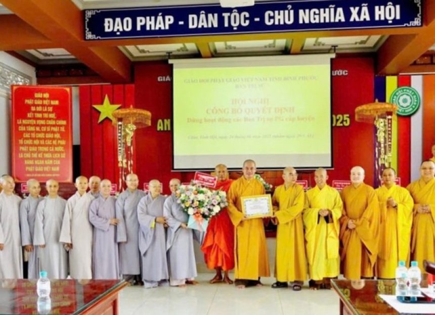 Bình Phước: Ban Trị sự GHPGVN tỉnh công bố quyết định dừng hoạt động Ban Trị sự cấp huyện