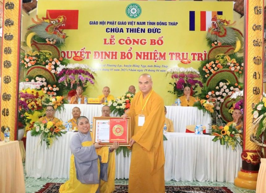 Đồng Tháp: Bổ nhiệm Ni sư Thích nữ Như Thuận làm trụ trì chùa Thiên Đức
